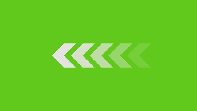 Leftward pointing chevron arrows with a fading effect on a vibrant green background