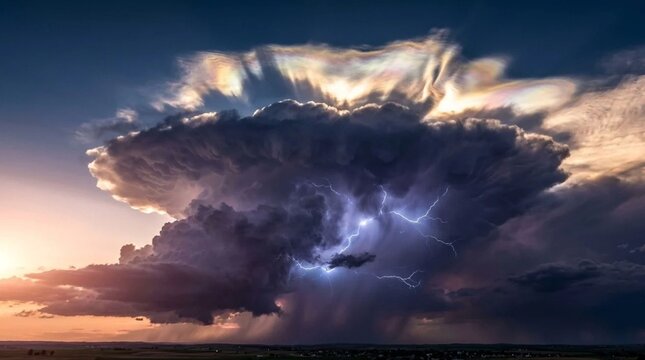 Iridescent Pileus Cloud over Supercell Description