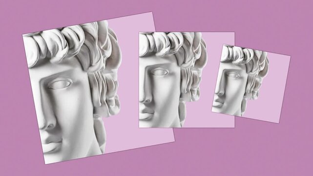 Modern creative concept with ancient statue. GIF with antique sculpture of human face. Funky art.