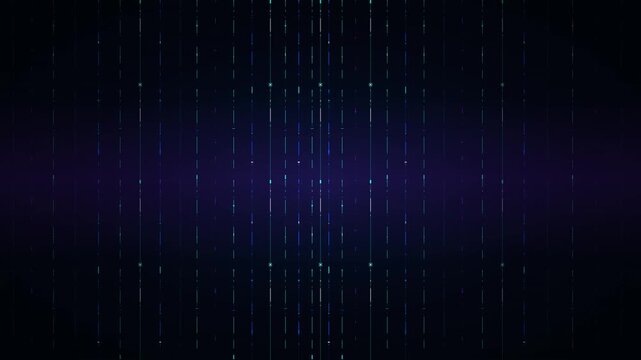 Abstract digital rain background, with glowing blue, particles and vertical, data stream lines