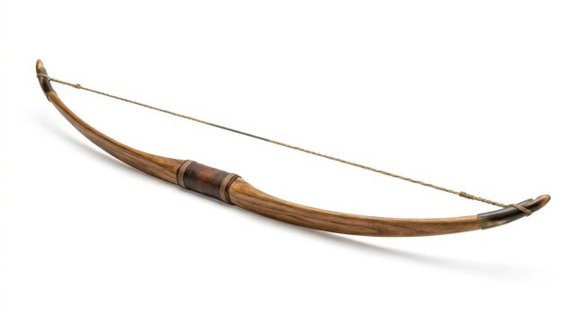 Antique wooden longbow with string