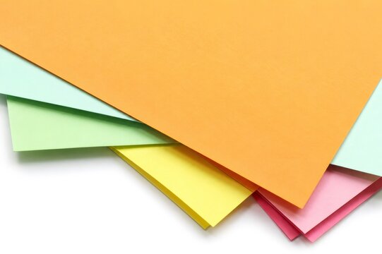 Overlapping colored paper sheets for creative stationery and craft projects