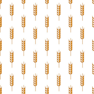 Vector Seamless Pattern with Agriculture Wheat and Cereal Ears on White Background. Organic Wheat, Rice Ear Design Template. Bread, Beer Packaging, Farming, Organic Food Concepts