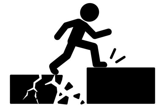 Stick Figure Stepping from a Broken Block to a Stable Platform Representing Learning from Experience and Resilience