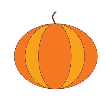 Single large orange pumpkin illustration isolated on white background for seasonal harvest themes.