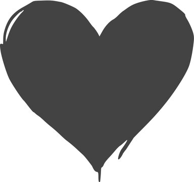 A dark black ink heart drawing symbolizing love, passion, emotion, and romance draw