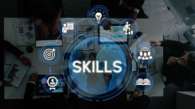 Global Skills Development and Collaboration in Modern Business Environment with Icons Representing Diverse Competencies and Teamwork. Entropy.