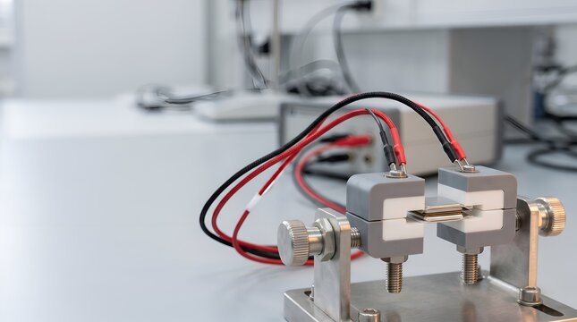 Precision testing fixture with insulated electrical connectors and wiring on metal platform