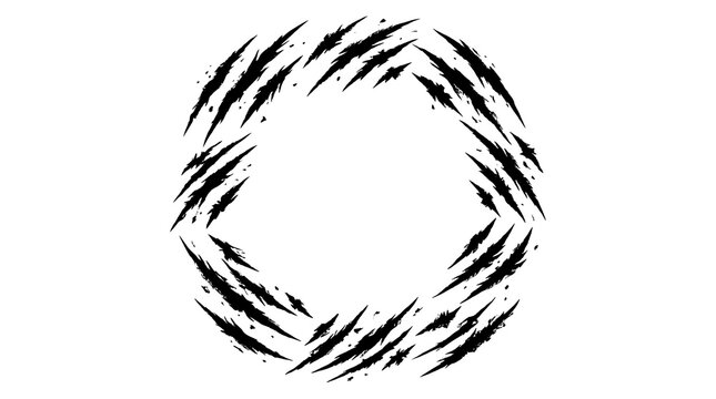 Abstract black ink swirls circular composition minimalist design