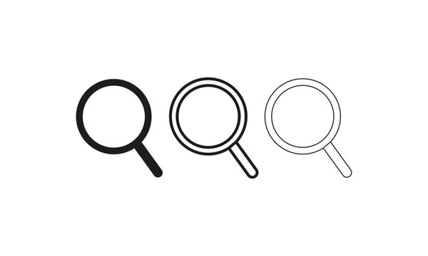 Search icon vector set, magnifying glass logo, find symbol, zoom button, research sign design element