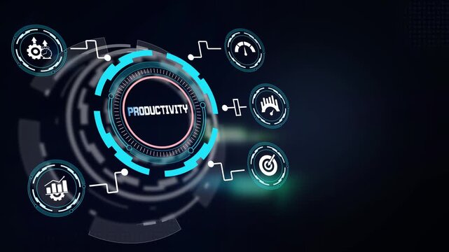 Productivity optimization and workflow efficiency strategy with futuristic digital business graphics