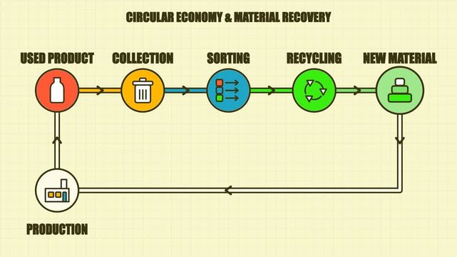 Conceptual Diagram of a Circular Economy Process for Sustainable Material Recovery and Waste Management