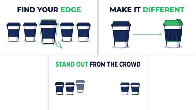 Conceptual illustration of business differentiation and strategic advantage to stand out in a competitive market