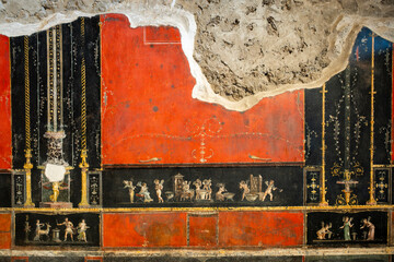 Ancient roman fresco in the house of the vettii, pompeii, Naples, Italy © francesco