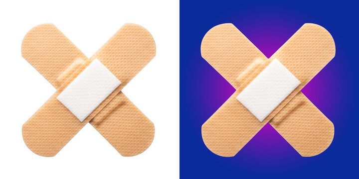 Adhesive bandage strips arranged in a cross shape medical health care icon png