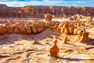 Goblin Overlook panorama across eroded sandstone hoodoos valley basin © PhotoSpirit