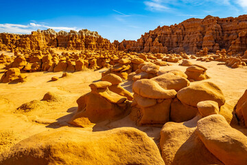 Goblin Overlook panorama across eroded sandstone hoodoo basin © PhotoSpirit