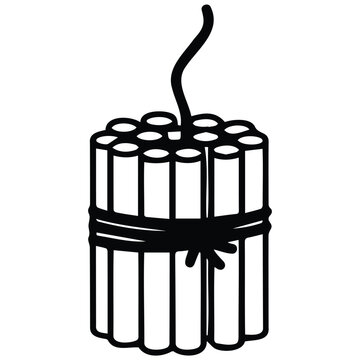 Large bundle of dynamite sticks with fuse line art for action and danger concepts.