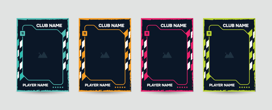 Title	
Set of player trading card templates, Photo frame and border collection for soccer, hockey, volleyball, and basketball players, sports flyer layout design