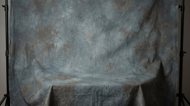 Vintage Blue Gray Textured Photography Backdrop with Abstract Rustic Paint Effect, Wrinkled muslin Fabric Studio Background and Neutral Artistic Surface