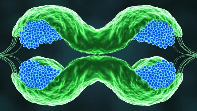 Microscopic view of cellular division and mitosis process.