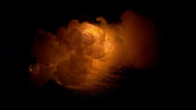 Big Real Explosion Isolated on Black Background in Super Slow Motion at 1000 fps.