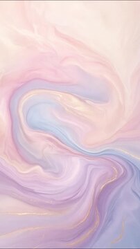 Pastel liquid marble artwork blending soft pink, purple, and sky blue hues with shimmering metallic golden streaks