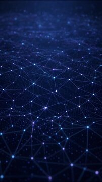 Digital plexus network undulating with glowing blue nodes and connecting lines, forming an advanced data landscape