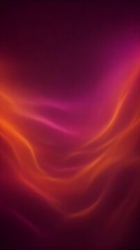 Glowing neon orange and purple waves flowing gracefully across dark space, creating warm abstract energy lines