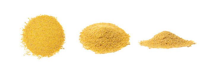 Ground fenugreek seeds, milled dry trigonella powder, spicy methi dana pounded grains © ange1011