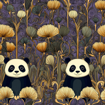 Panda Bear Art Nouveau