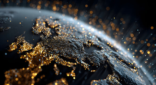 Connected World: Global Network of Data Points and Digital Connections