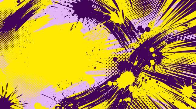 Vibrant Grunge Sports Pattern With Cartoon Graphics