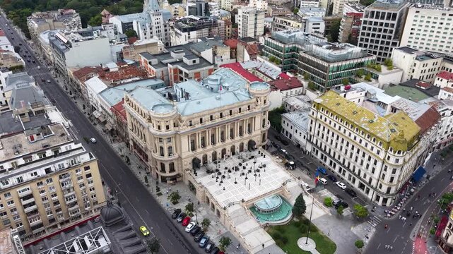 Aerial view of National Military Circle historic palace in Bucharest, Romania