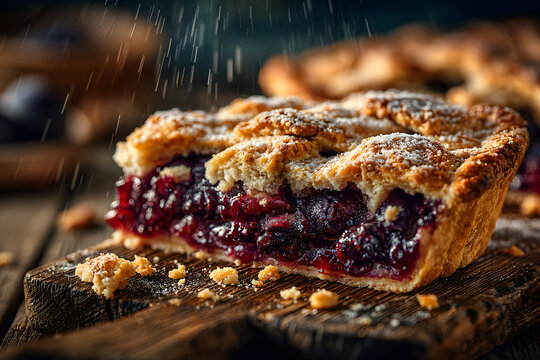 Autumn new york plum pie, tasty cinnamon spices plum torte cake