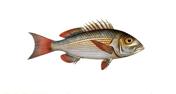 Fish, Fish, Fish genus from the snapper family Lutjanus Fish genus from the snapper family Lutjanus, Historical, digitally restored reproduction from a 19th century original, Record date not stated