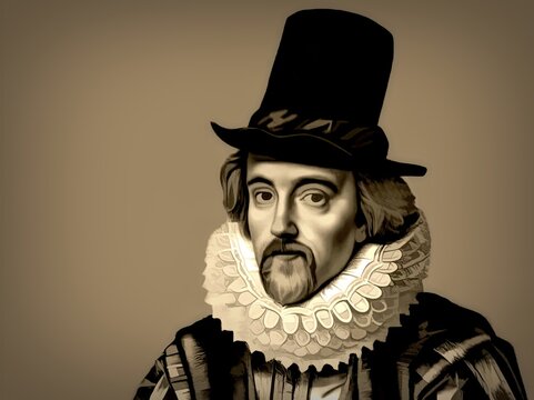 Portrait of Sir Francis Bacon, Baron Baco of Verulam, 1561 - 1626, English lawyer, statesman, essayist, historian, intellectual reformer, philosopher and scientist, digitally edited