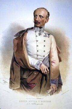 Ludwig August Ritter von Benedek (Hungarian: Lovag Benedek Lajos) (born 14 July 1804 in &Ouml;denburg, Hungary: died 27 April 1881 in Graz) was an Austrian field commander of Hungarian nationality. He commanded the imperial army at the Battle of K&ouml;niggr&auml;tz in 1866, Historical, digitally restored reproduction from a 19th century original, Record date not stated