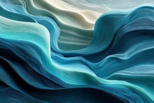 Flowing Blue Tones in Abstract Wave Pattern with Smooth Texture