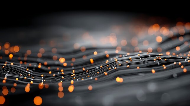 Abstract Orange and Black Waves with Bokeh Light Effect