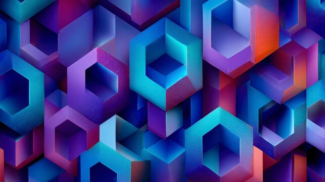 Abstract Geometric Shapes in Vibrant Blue and Purple Colors
