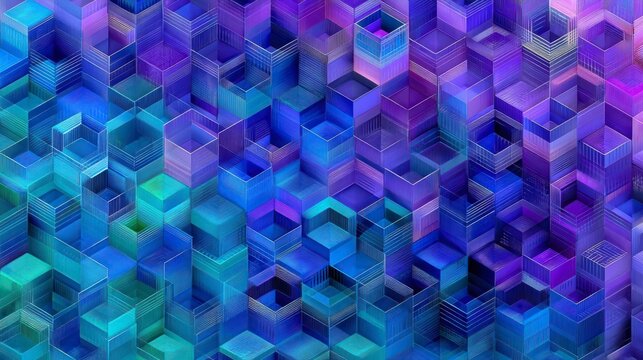 Colorful Geometric Pattern with 3D Hexagons and Gradients