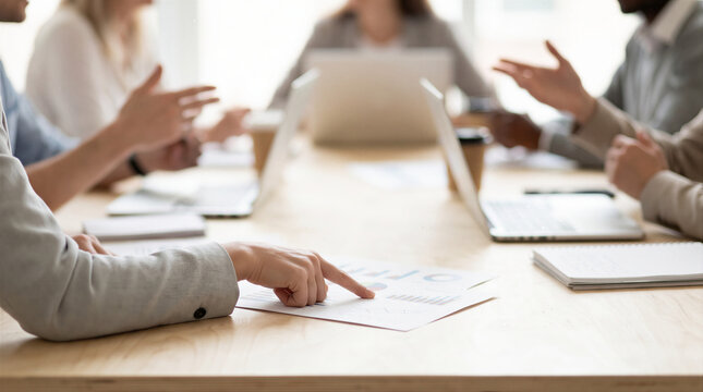 Online work meeting with colleagues in a bright office