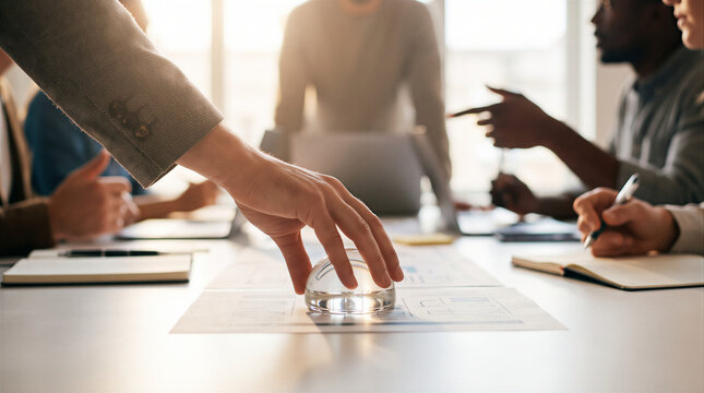 Business team working together in a modern office meeting