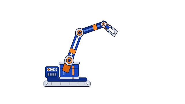 Compact Robotic Arm Articulated Joints Gripper Flat Vector Animation