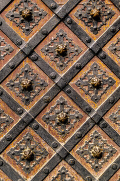 Detail of ancient decorated iron door