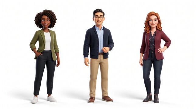 Diverse professional business team characters 3D illustration isolated on white background