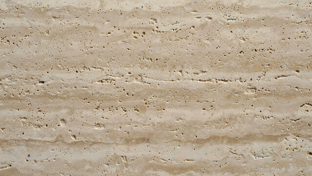 The image shows a macro close-up of a layered, light-tan to beige sedimentary rock surface with natural parallel strata and fine hairline cracks
