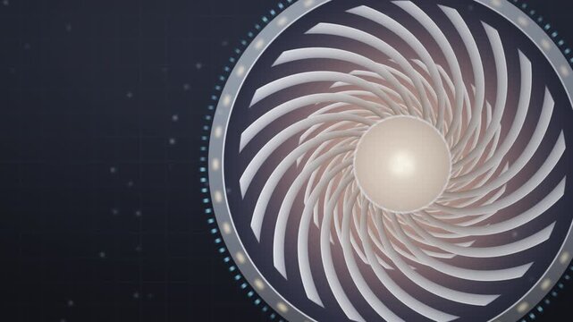 Dynamic Turbine Engine Fan Rotation Motion Graphic Abstract 3d Industrial Machinery Mechanism Mechanical Technology Visualization High Speed Spinning Blades Seamless Looping Digital Abstract