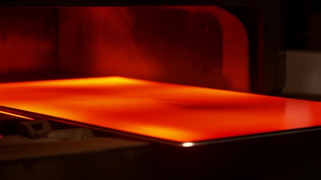 Glass sheet sliding from a furnace